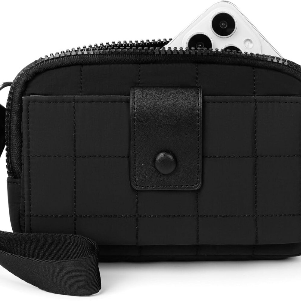 Wristlet Wallets for Women, Quilted Phone Organizer Purse, Nylon Credit Card Hol